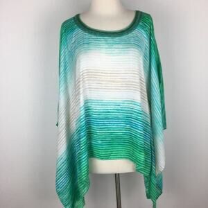 Chico's Green Stripe Poncho Style Top S/M